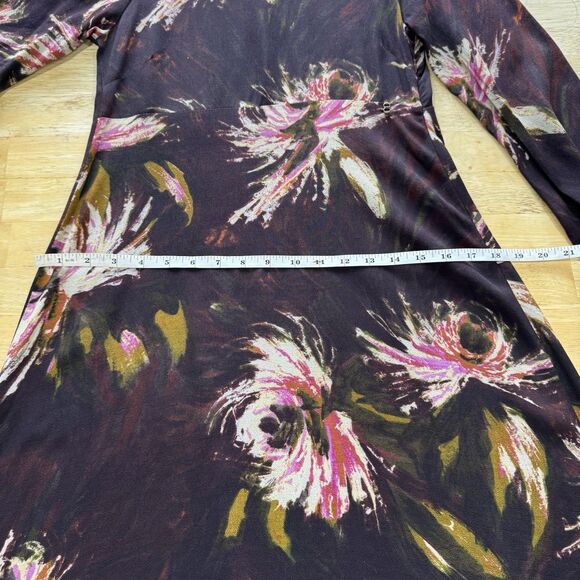 Anthropologie Ottod'Ame Plum Painted Floral Midi Dress Sz. US4 /IT40 XS NWT $248 - Picture 9 of 12